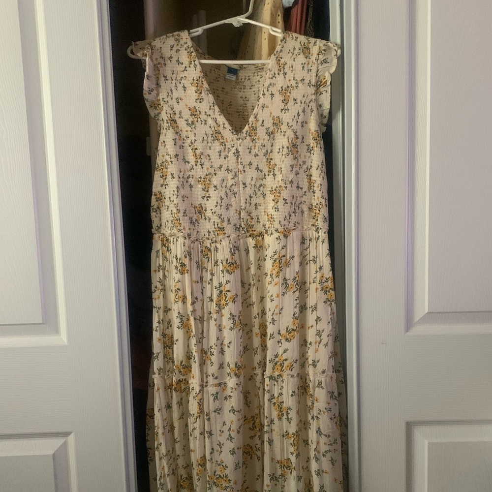 Yellow floral midi dress